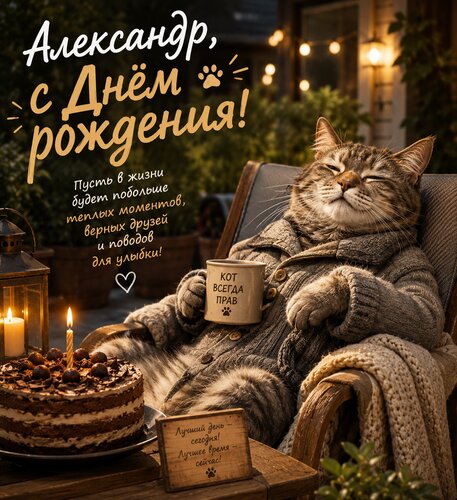 Открытка Александр, с днём рождения