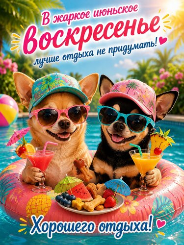Открытка В жаркое июньское воскресенье