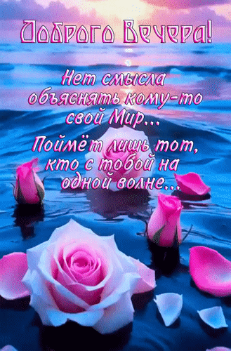Анимированная открытка Доброго вечера! Нет смысла объяснять кому-то свой Мир... Поймёт лишь тот, кто с тобой на одной волне