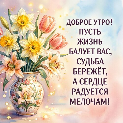 Открытка Доброе утро! Пусть жизнь балует вас, судьба бережёт, а сердце радуется мелочам!