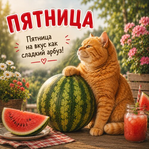 Открытка Пятница на вкус как сладкий арбуз.