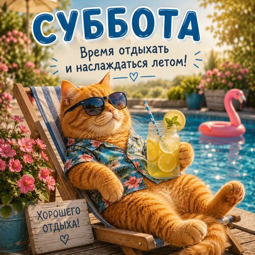 Открытка Суббота. Время отдыхать и наслаждаться жизнью!