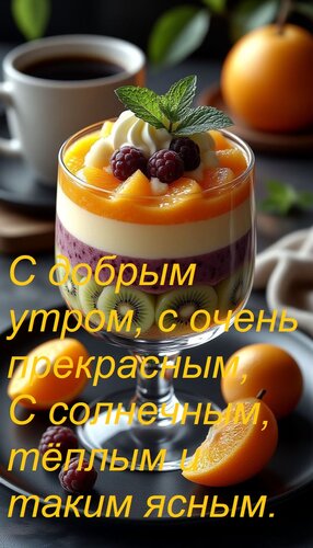 Открытка С добрым утром, с очень прекрасным, С солнечным, тёплым и таким ясным.