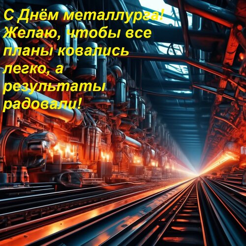 Открытка С Днём металлурга! Желаю, чтобы все планы ковались легко, а результаты радовали!