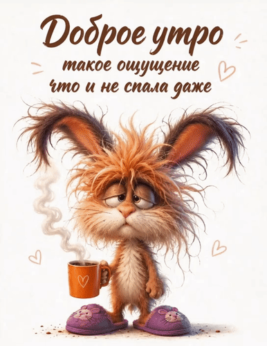 Анимированная открытка Доброе утро! Такое ощущение, что и не спала даже