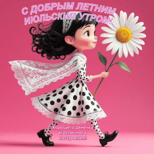 Анимированная открытка С добрым летним июльским утром