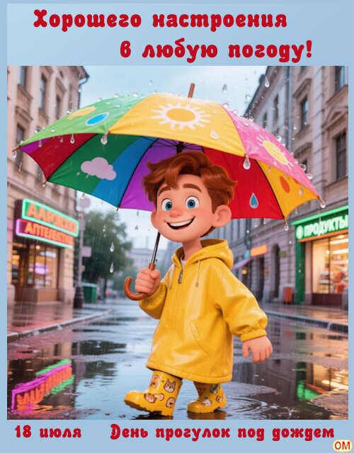 Открытка Прогулка под дождем