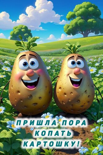 Открытка Пора копать картошку
