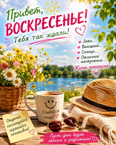 Открытка Привет воскресенья!