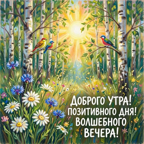 Открытка Доброго утра! Позитивного дня! Волшебного вечера!