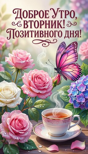 Открытка Доброе утро, вторник.