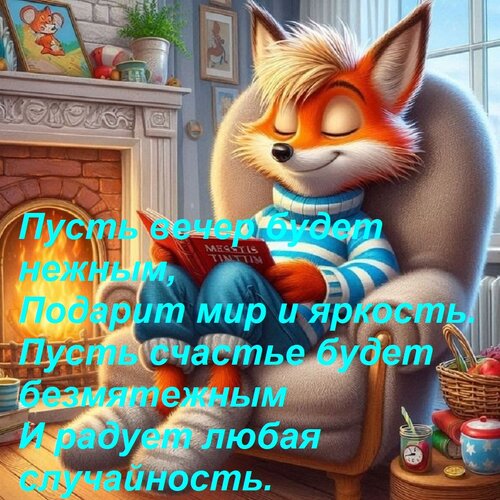Открытка Пусть вечер будет нежным, Подарит мир и яркость. Пусть счастье будет безмятежным И радует любая случ