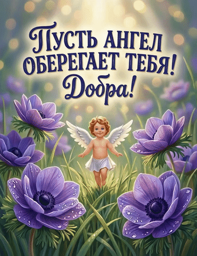 Анимированная открытка Пусть ангел оберегает тебя