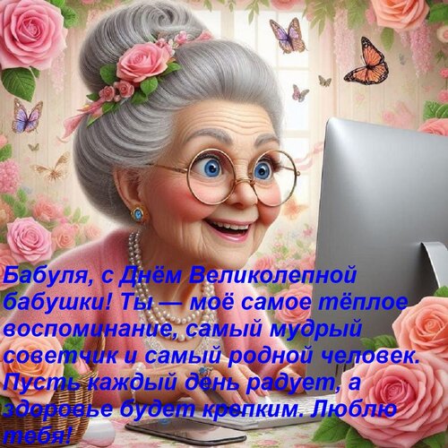 Открытка Бабуля, с Днём Великолепной бабушки! Ты — моё самое тёплое воспоминание, самый мудрый советчик и сам