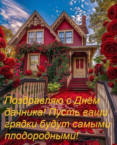 Открытка Поздравляю с Днём дачника! Пусть ваши грядки будут самыми плодородными!