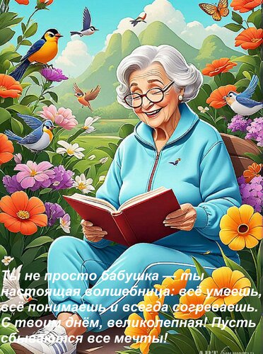 Открытка Ты не просто бабушка — ты настоящая волшебница: всё умеешь, всё понимаешь и всегда согреваешь. С тво