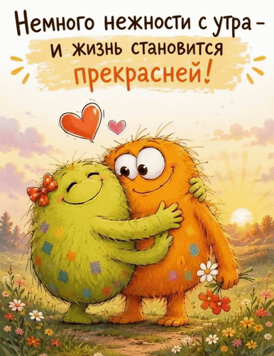 Анимированная открытка Немного нежности с утра и жизнь становится прекрасней!