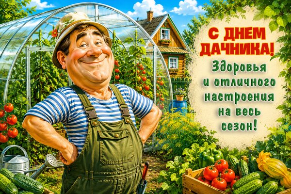 Открытка С днем дачника