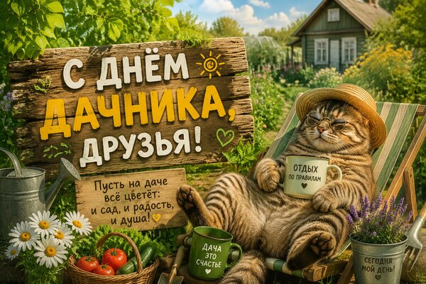 Открытка С днем дачника