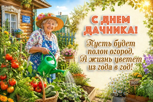 Открытка С днем дачника