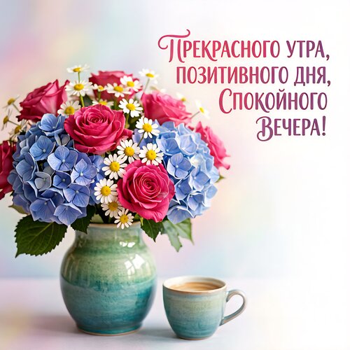 Открытка Прекрасного утра, позитивного дня, спокойного вечера!