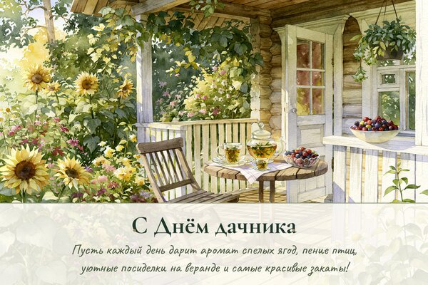 Открытка С днем дачника