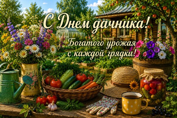 Открытка С днем дачника