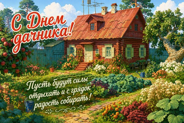 Открытка С днем дачника