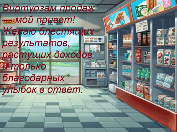 Открытка Виртуозам продаж — мой привет! Желаю блестящих результатов, растущих доходов и только благодарных ул