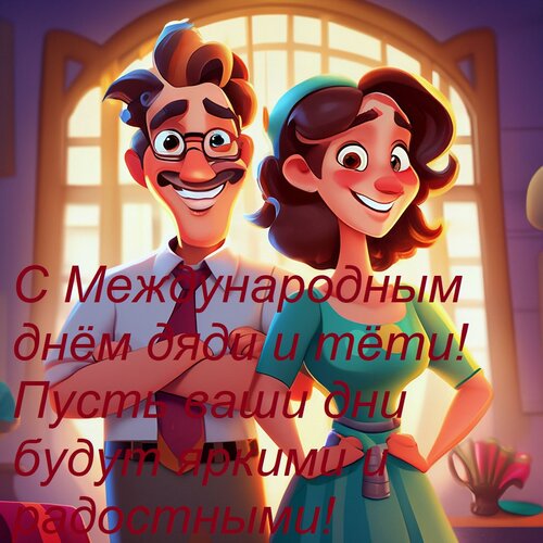 Открытка С Международным днём дяди и тёти! Пусть ваши дни будут яркими и радостными!