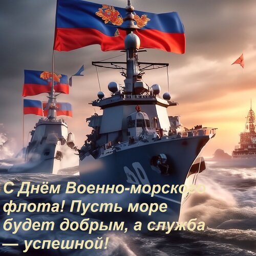 Открытка С Днём Военно-морского флота! Пусть море будет добрым, а служба — успешной!