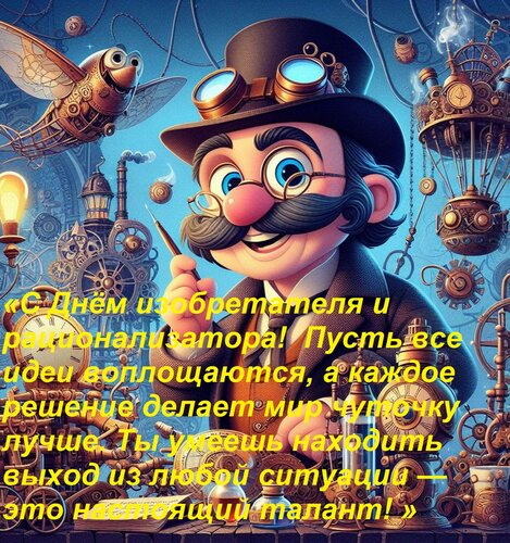 Открытка «С Днём изобретателя и рационализатора! Пусть все идеи воплощаются, а каждое решение делает мир чу
