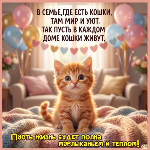 Открытка Всемирный день кошек 2