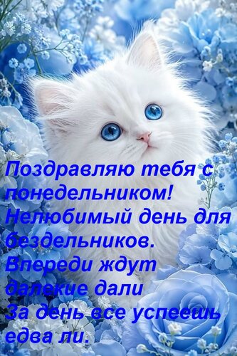 Открытка Поздравляю тебя с понедельником! Нелюбимый день для бездельников. Впереди ждут далекие дали За день