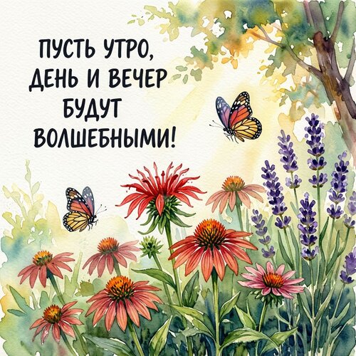 Открытка Пусть утро, день и вечер будут волшебными!