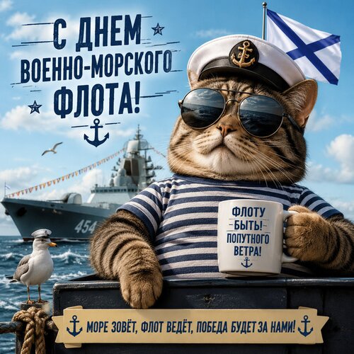 Открытка С днём военно-морского флота