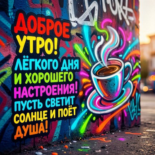 Открытка Доброе утро! Лёгкого дня и хорошего настроения! Пусть светит солнце и поёт душа!