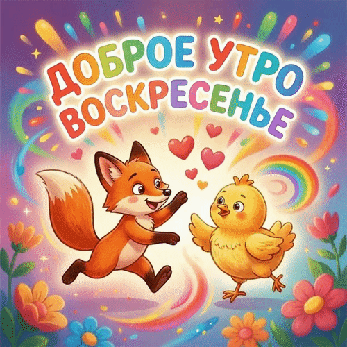 Анимированная открытка Доброе утро. Воскресенье.