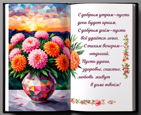 Открытка С добрым утром—пусть день будет ярким,
