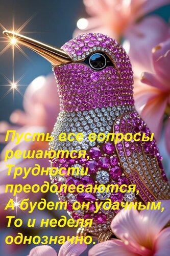 Открытка Пусть все вопросы решаются, Трудности преодолеваются, А будет он удачным, То и неделя однозначно.