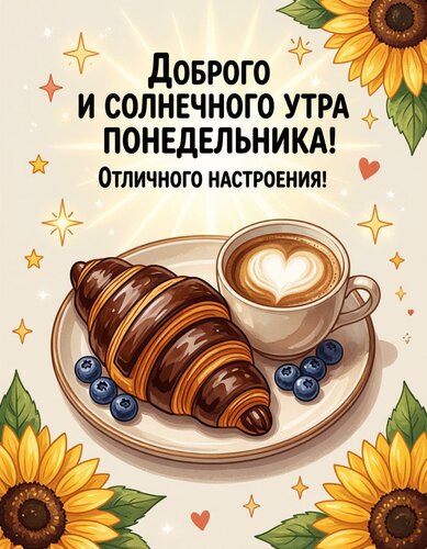 Открытка Доброго и солнечного утра понедельника