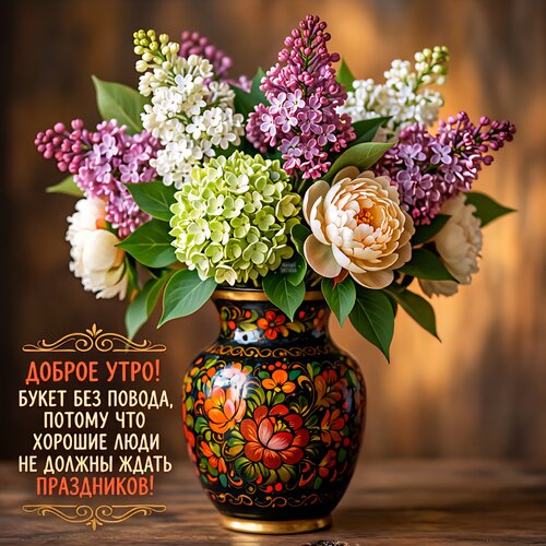 Открытка Доброе утро! Букет без повода, потому что хорошие люди не должны ждать праздников!