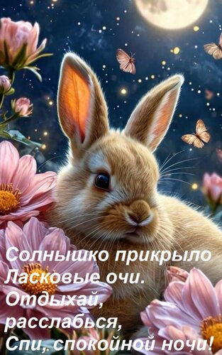 Открытка Солнышко прикрыло Ласковые очи. Отдыхай, расслабься, Спи, спокойной ночи!