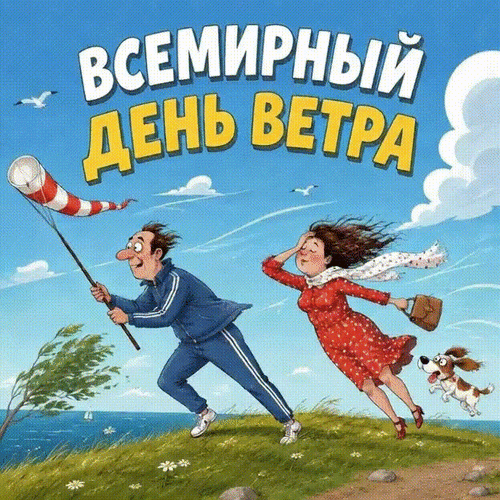 Анимированная открытка Всемирный день ветра