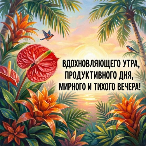 Открытка Вдохновляющего утра, продуктивного дня, мирного и тихого вечера!