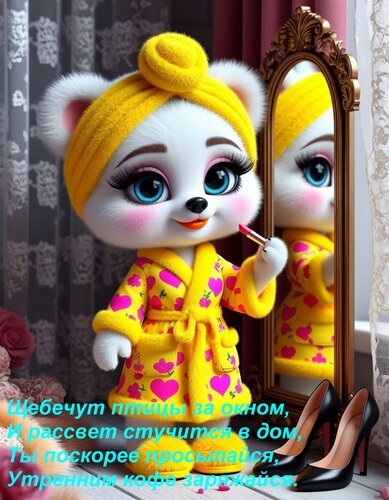 Открытка Щебечут птицы за окном, И рассвет стучится в дом, Ты поскорее просыпайся, Утренним кофе заряжайся.