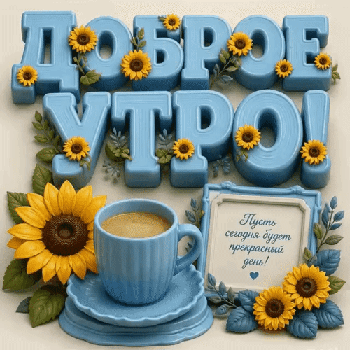 Анимированная открытка Доброе утро! Пусть сегодня будет прекрасный день!