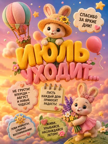 Открытка Июль уходит, но самые тёплые моменты остаются в сердце.