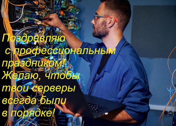 Открытка Поздравляю с профессиональным праздником! Желаю, чтобы твои серверы всегда были в порядке!