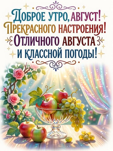Открытка Доброе утро, Август
